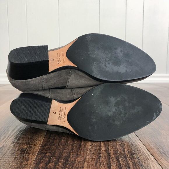 Aquatalia Suede Ankle Bootie Almond Toe Fionna Leather Made in Italy Size 7 Gray - Picture 10 of 16
